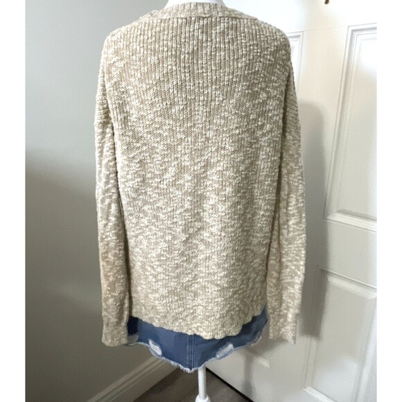 J. Crew Linen Blend Classic Oversized Pullover Sweater Preppy Beige Size Medium - Picture 2 of 10